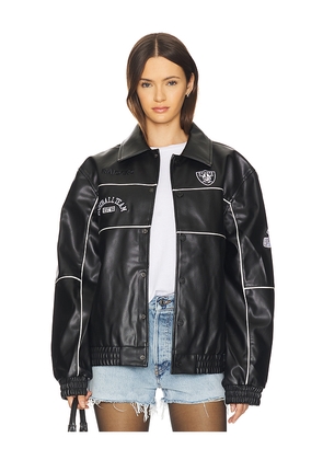 The Wild Collective Raiders Faux Leather Racing Jacket in Black. Size M. Also in XL.