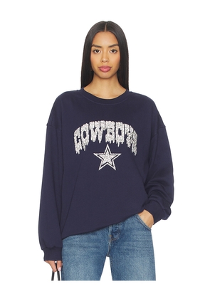 The Wild Collective Cowboys Oversized Crew Pullover With Crystal Rock in Navy. Size M. Also in S, XS.