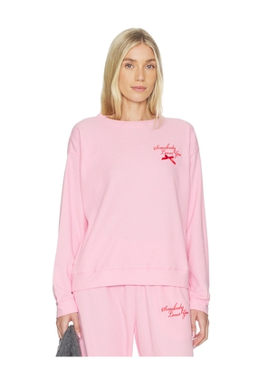 The Mayfair Group Somebody Love You Waffle Crewneck Sweatshirt in Pink. Size L/XL. Also in M/L, S/M, XS.