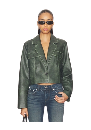 superdown Blakely Faux Leather Jacket in Army. Size L. Also in M, S, XL, XS, XXS.