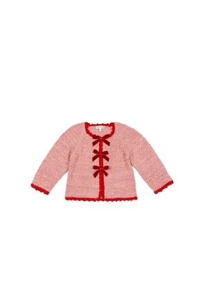 Wild Wawa Velvet Bow Sweater in Pink. Size 2/3. Also in 3/4, 5/6.