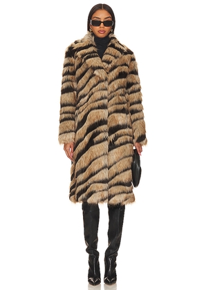 Unreal Fur Bengal Kiss Coat in Beige. Size L. Also in M, S, XL, XS.