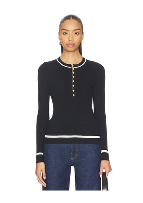 Rag & Bone Kassy Rib Henley Top in Black. Size L. Also in M, S, XS.