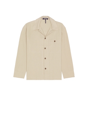 WAO The Linen Shirt Jacket in Cream. Size L. Also in S, XL/1X.