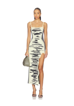 PH5 Iris Ocean Print Maxi Dress in Yellow,Dark Grey. Size L. Also in M, S, XL, XS.