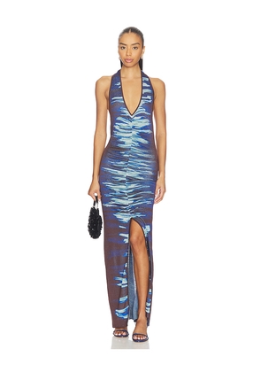 PH5 Rohu Lake Print Long Dress in Blue. Size L. Also in M, S, XL, XS.