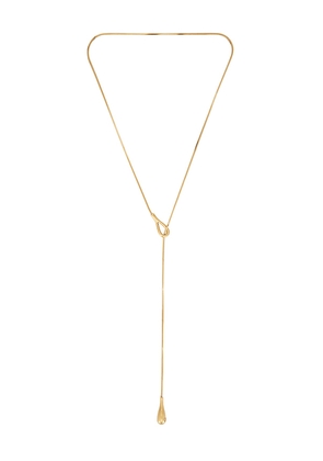 SHASHI Elliot Lariat Necklace in Metallic Gold.