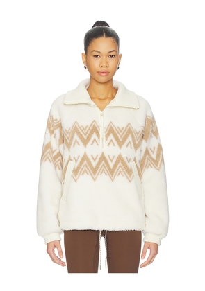 Varley Hendrik Half Zip Sherpa Jacket in Cream. Size L. Also in M, S, XL, XS.