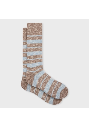Paul Smith Grey Fleck Stripe Socks Brown
