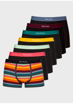 Paul Smith Organic-Cotton 'Artist Stripe' Mixed Boxer Briefs Seven Pack Black