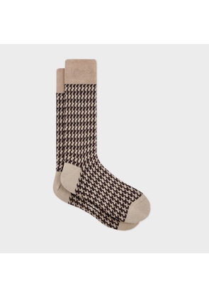 Paul Smith Beige Houndstooth Socks Brown