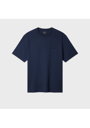 PS Paul Smith Casual-Fit Navy Embossed 'Happy' T-Shirt Blue