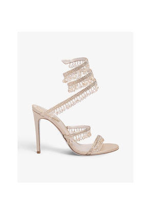 Womens Rene Caovilla Chandelier Bead-Embellished Leather Heeled Sandals