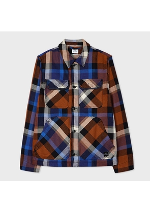 PS Paul Smith Blue Rust Check Cotton Shirt Jacket