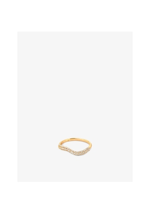 Astrid & Miyu Wave 18ct Yellow Gold-Plated Sterling-Silver and Cubic Zirconia Ring