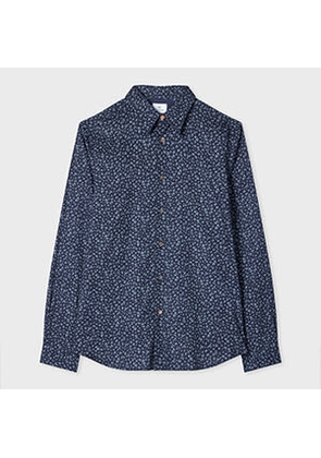 PS Paul Smith Tailored-Fit Navy 'Shamrock' Print Shirt Blue