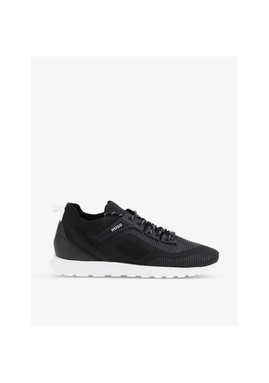 Mens Hugo Panelled Embossed-Branding Faux-Leather Running Trainers