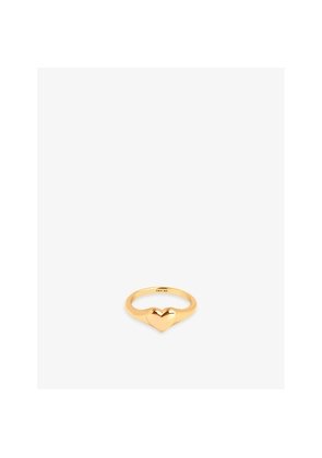 Womens Astrid & Miyu Heart 18ct Yellow Gold-Plated Sterling-Silver Signet Ring