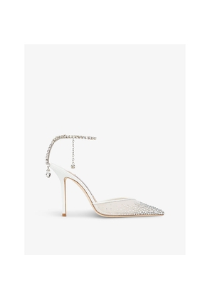 Womens Jimmy Choo Saeda 100 Crystal-Embellished Mesh Heeled Courts