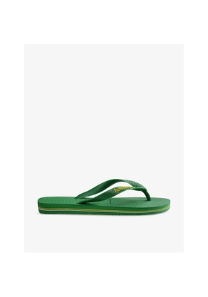 Womens Havaianas Brasil Patria Logo-Embossed Rubber Flip-Flops