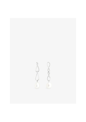 Womens Astrid & Miyu Infinite 18ct Yellow Gold-Plated Sterling-Silver and Freshwater-Pearl Drop Earrings