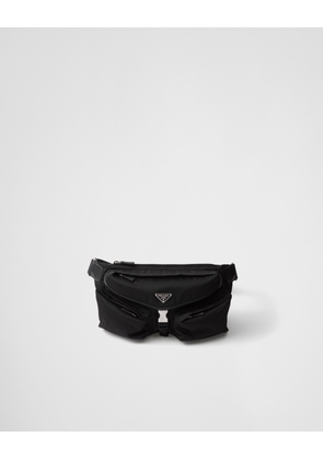 Re-Nylon and leather shoulder bag