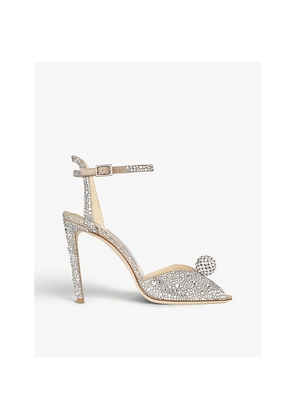 Womens Jimmy Choo Sacora 100 Crystal-Embellished Suede Sandals
