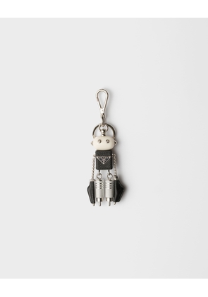 Robot Saffiano leather keychain charm