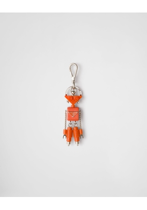 Robot Saffiano leather keychain charm