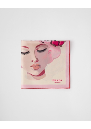 Printed silk twill scarf 55x55