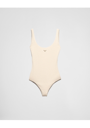 Jersey one-piece swimsuit with rhinestones