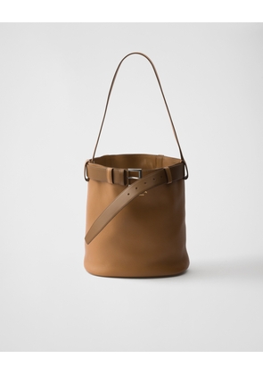 Prada Buckle leather bucket bag with belt