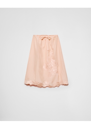 Embroidered habutai silk skirt