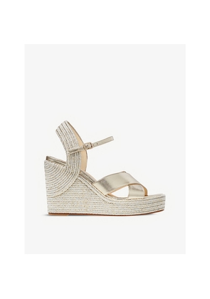 Womens Jimmy Choo Dellena 100 Leather Wedge Sandals