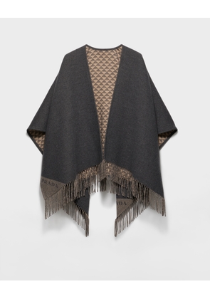 Reversible wool and cashmere poncho