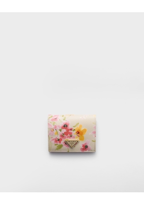 Small floral-print Saffiano leather wallet