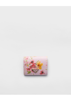 Small floral-print Saffiano leather wallet