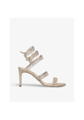 Womens Rene Caovilla Chandelier Bead-Embellished Leather Heeled Sandals