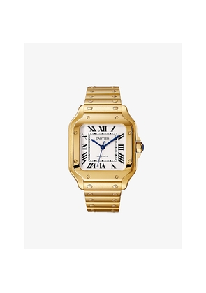 Crwgsa0043 Santos Cartier Medium 18ct Yellow-Gold, Sapphire and Leather Watch
