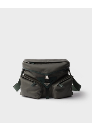 Re-Nylon and leather shoulder bag