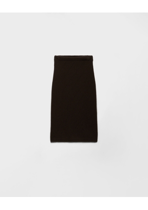 Openwork cashmere knit skirt