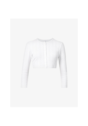 Womens Cou Cou Intimates The Crop Pointelle-Pattern Organic-Cotton Cardigan