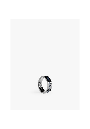 Mens Apm Monaco Morse Code Sterling-Silver and Cubic Zirconia Ring