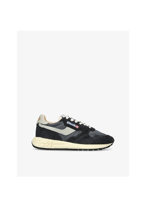 Womens Autry Reelwind Brand-Embroidered Leather and Nylon Low-Top Trainers