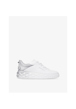 Womens Jimmy Choo Diamond Maxi Brand-Embossed Leather Low-Top Trainers