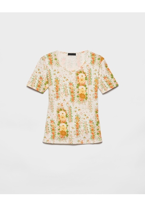 Floral print cotton T-shirt