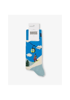 Mens Happy Socks Snowboard Branded Cotton-Blend Socks
