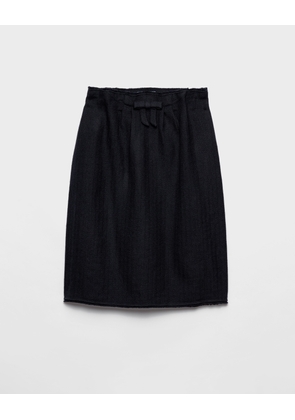 Chevron wool midi skirt