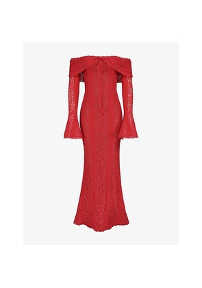 Womens House of CB Belle Off-Shoulder Lace Maxi Dress