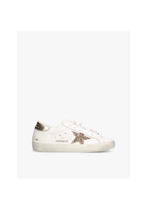 Womens Golden Goose Superstar Star-Applique Low-Top Leather Trainers